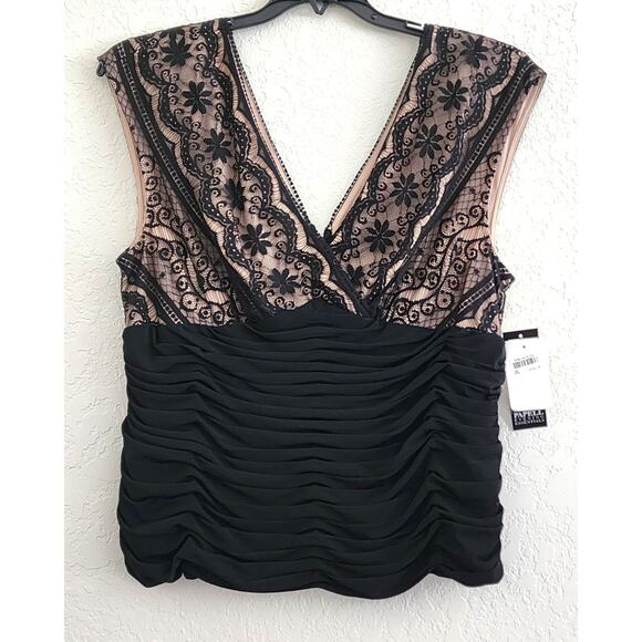 BLOUSE/TOP-ADRIANNA PAPELL Evening Essentials-Lace-Low Cut-Waist Length-16 - Picture 5 of 14